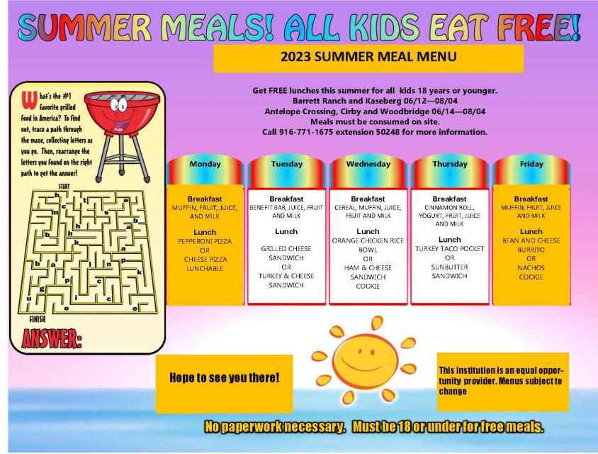 Summer Feeding Menu 2023