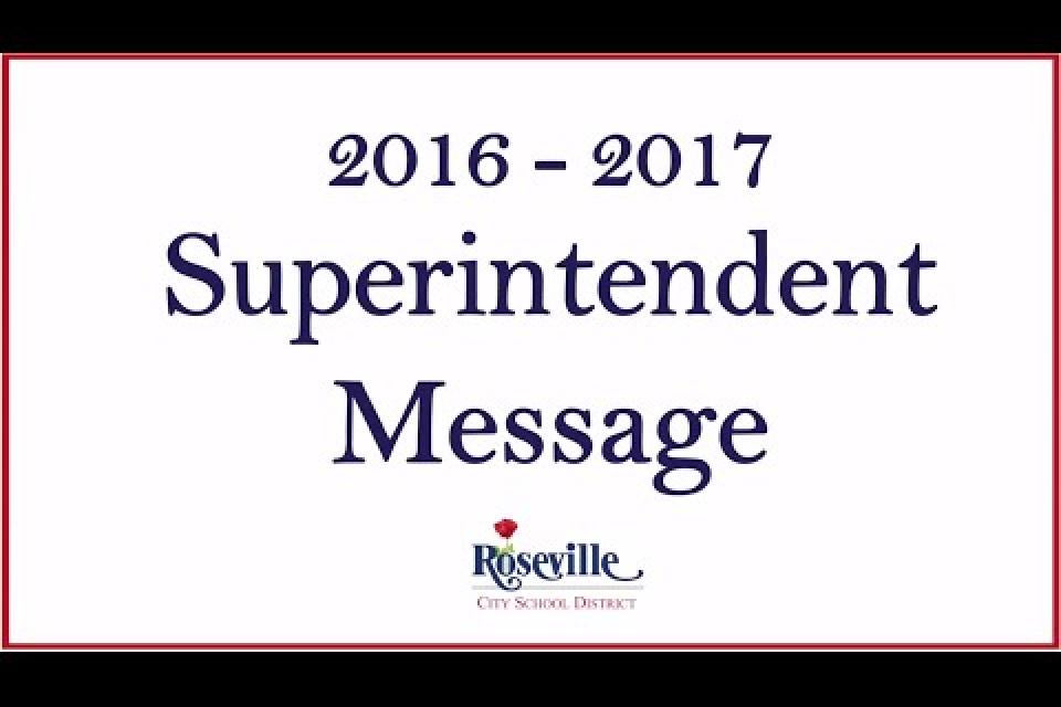 Superintendent Message for 2016 – 2017