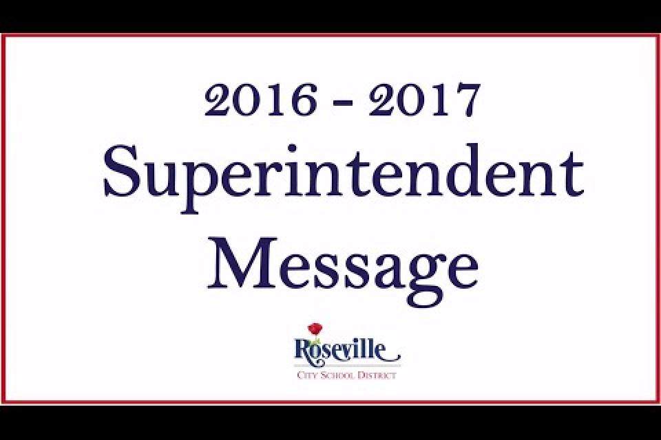 Superintendent Message for 2016 – 2017