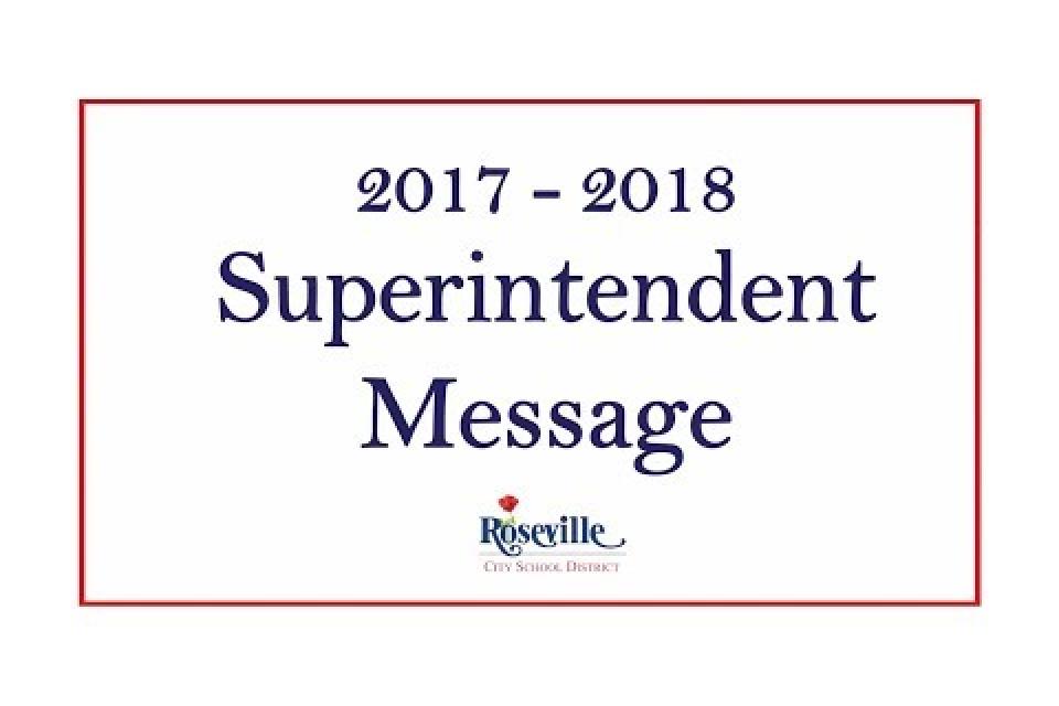 Superintendent Message for 2017 – 2018