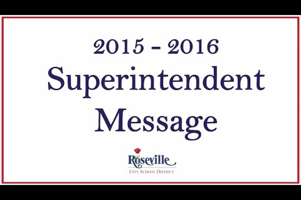 Superintendent Message for 2015 – 2016
